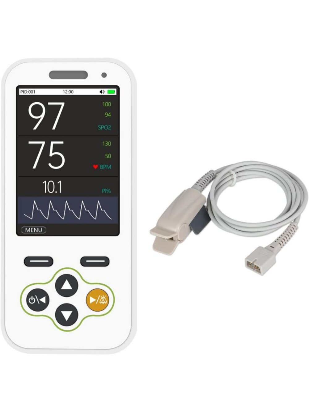 Pulse Oximeter for Adults - Real-Time Alarm, Continuous Finger Spot Checks